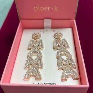 Piper k Glass Stone Dangle MAMA earrings NEW